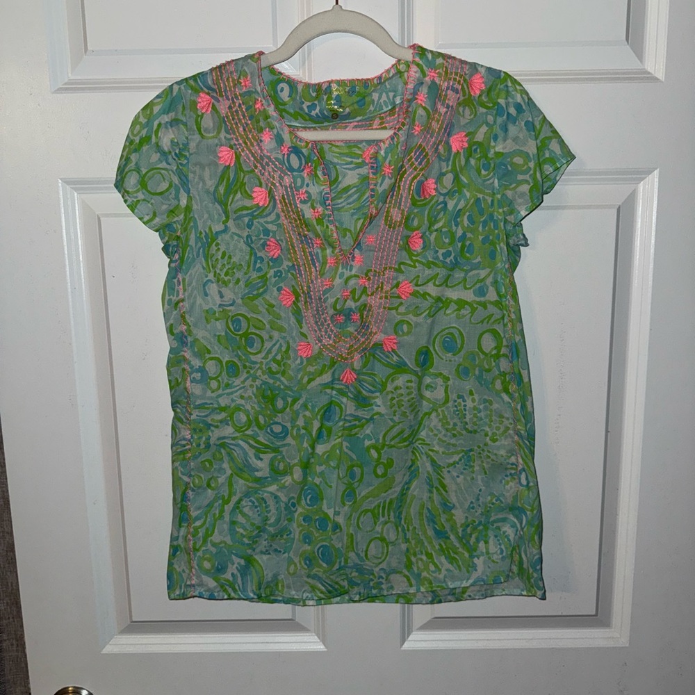 Floral Green and Pink Women's Top